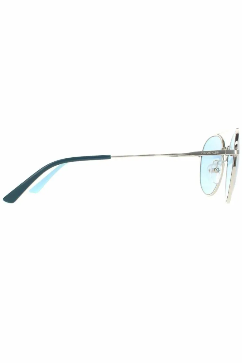 Sunglasses*CALVIN KLEIN Round Nickel Solid Light Blue CK18116S Silver