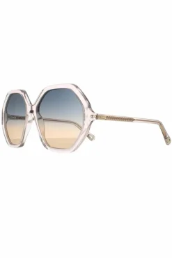 Sunglasses*Chloe Round Crystal Blue to Peach Gradient CH0008S Esther Pink