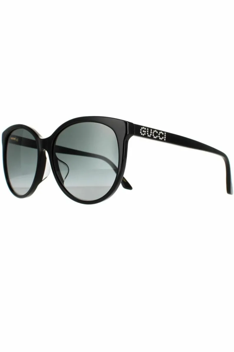 Sunglasses*Gucci Round Shiny Grey Gradient GG0729SA Black
