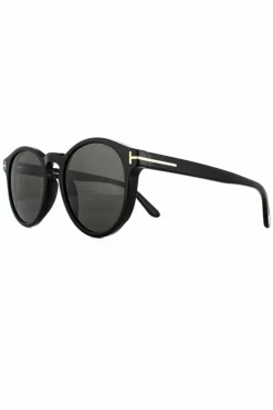 Sunglasses*Tom Ford Round Shiny Grey Smoke Sunglasses Black
