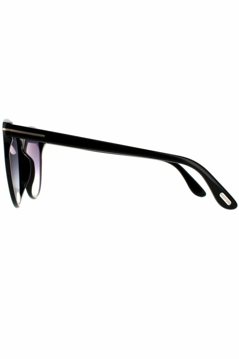 Sunglasses*Tom Ford Round Shiny Smoke Grey Gradient Sunglasses Black
