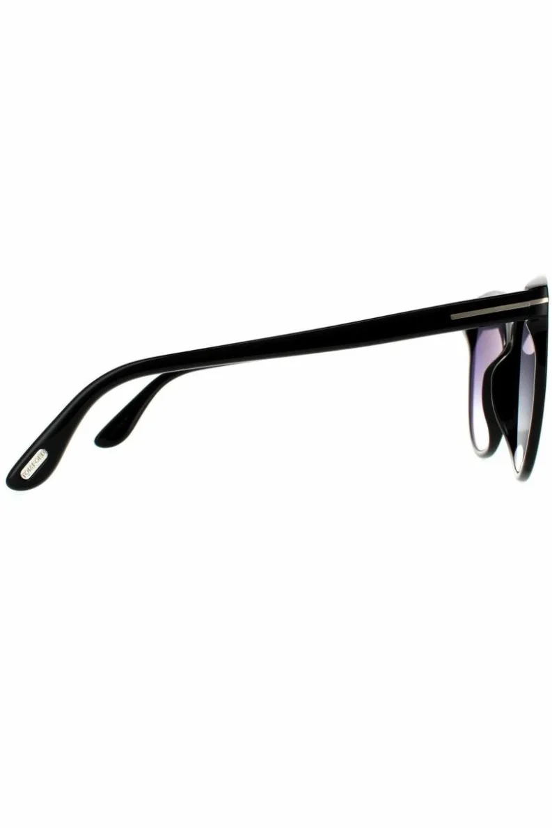 Sunglasses*Tom Ford Round Shiny Smoke Grey Gradient Sunglasses Black
