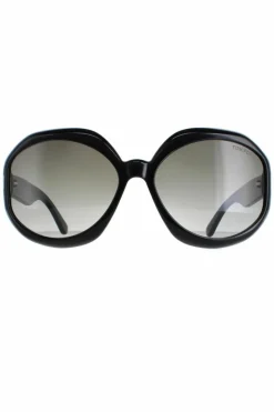 Sunglasses*Tom Ford Round Shiny Smoke Gradient Georgia 02 FT1011 Black
