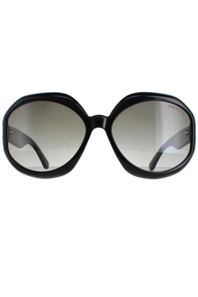 Sunglasses*Tom Ford Round Shiny Smoke Gradient Georgia 02 FT1011 Black