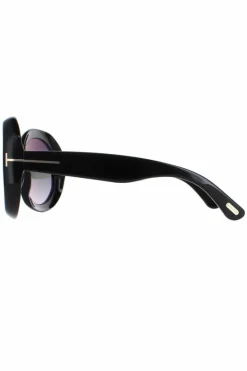 Sunglasses*Tom Ford Round Shiny Smoke Gradient Georgia 02 FT1011 Black