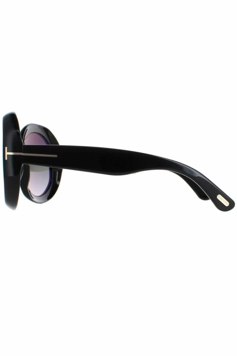 Sunglasses*Tom Ford Round Shiny Smoke Gradient Georgia 02 FT1011 Black