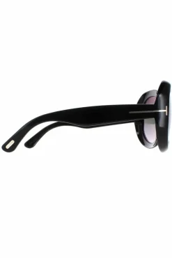 Sunglasses*Tom Ford Round Shiny Smoke Gradient Georgia 02 FT1011 Black