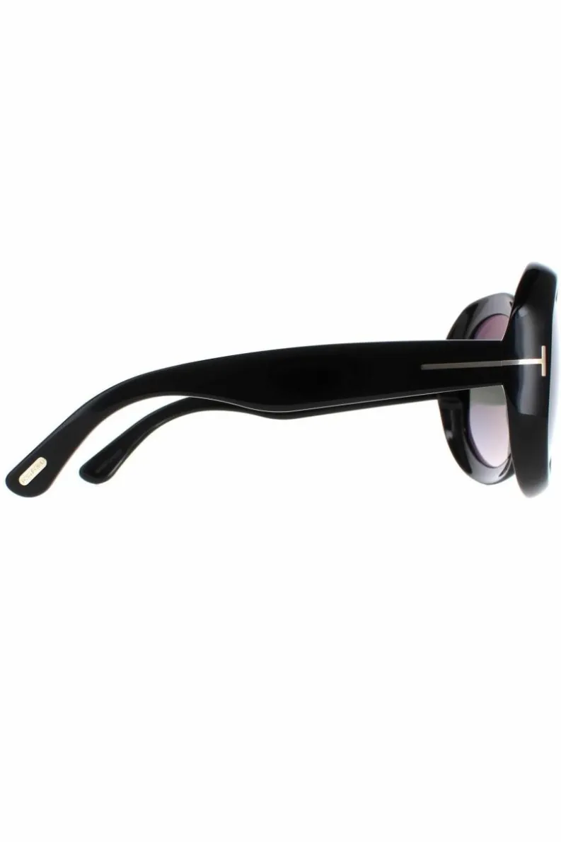 Sunglasses*Tom Ford Round Shiny Smoke Gradient Georgia 02 FT1011 Black