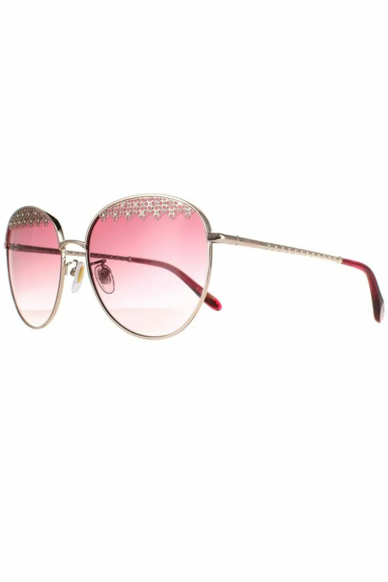 Sunglasses*Chopard Round Shiny Red Pink Gradient SCHF75S Gold