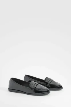 Ballet Flats|Flats*boohoo Round Toe Basic Loafers black