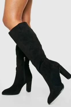 Over The Knee Boots|Knee High Boots*boohoo Round Toe Knee High Boots black