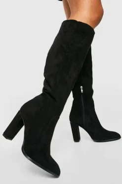 Over The Knee Boots|Knee High Boots*boohoo Round Toe Knee High Boots black