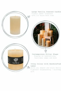 Candles & Diffusers|Candles*Nicola Spring Round Vanilla Pillar Candles - 110 Hours - - Pack of 3 Cream
