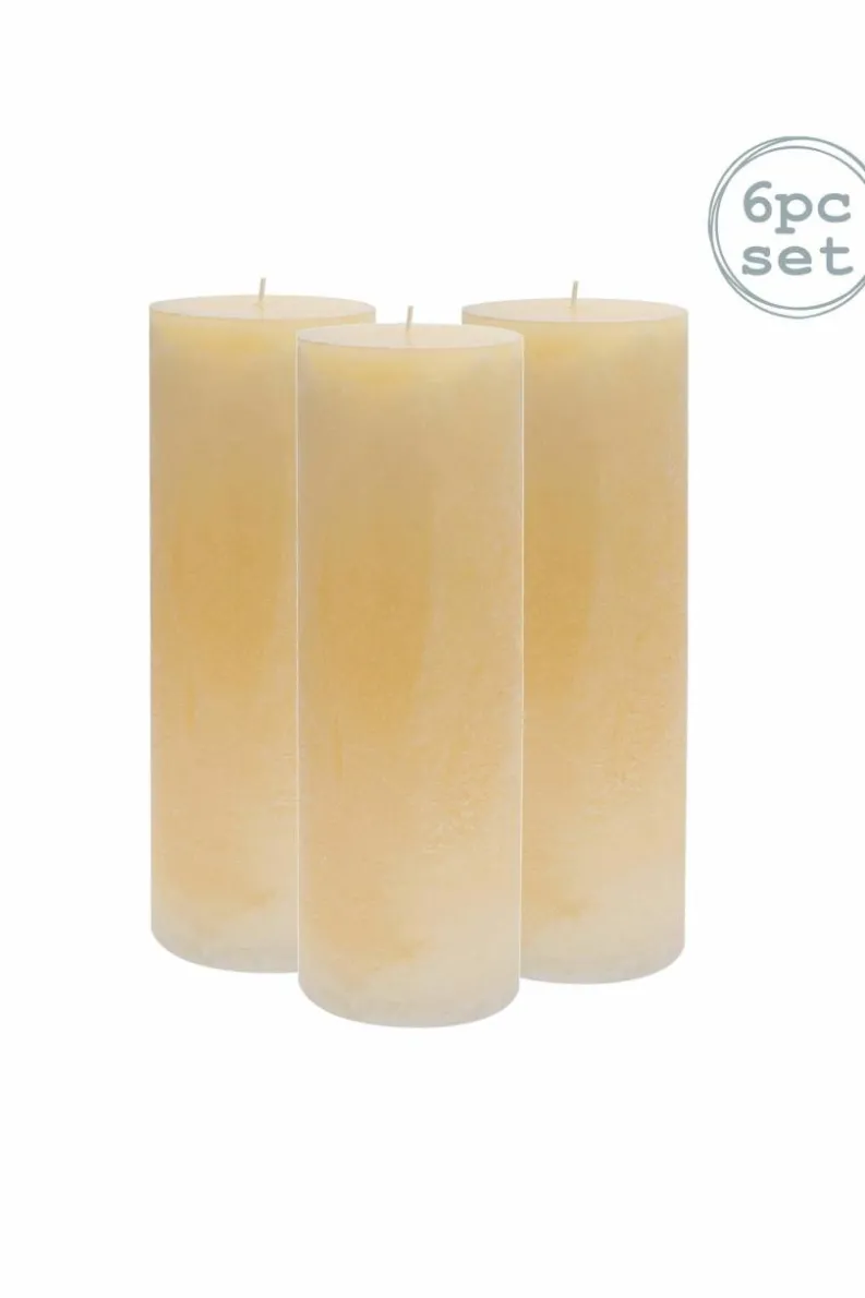 Candles & Diffusers|Candles*Nicola Spring Round Vanilla Pillar Candles - 215 Hours - - Pack of 6 Cream