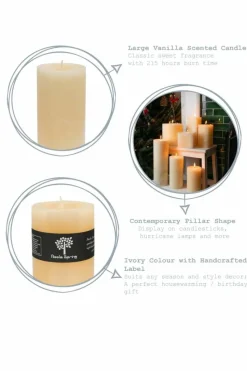 Candles & Diffusers|Candles*Nicola Spring Round Vanilla Pillar Candle - 215 Hours - Cream