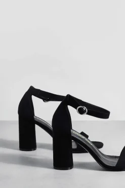 Heels*boohoo Rounded Heel 2 Part Barely There Heels black