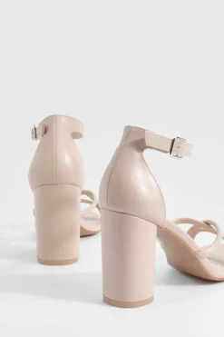 Heels*boohoo Rounded Heel Cross Strap Heels nude