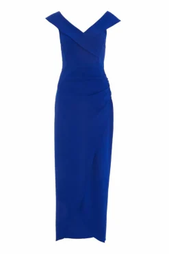Wrap Dresses*Quiz Bardot Wrap Maxi Dress Royal