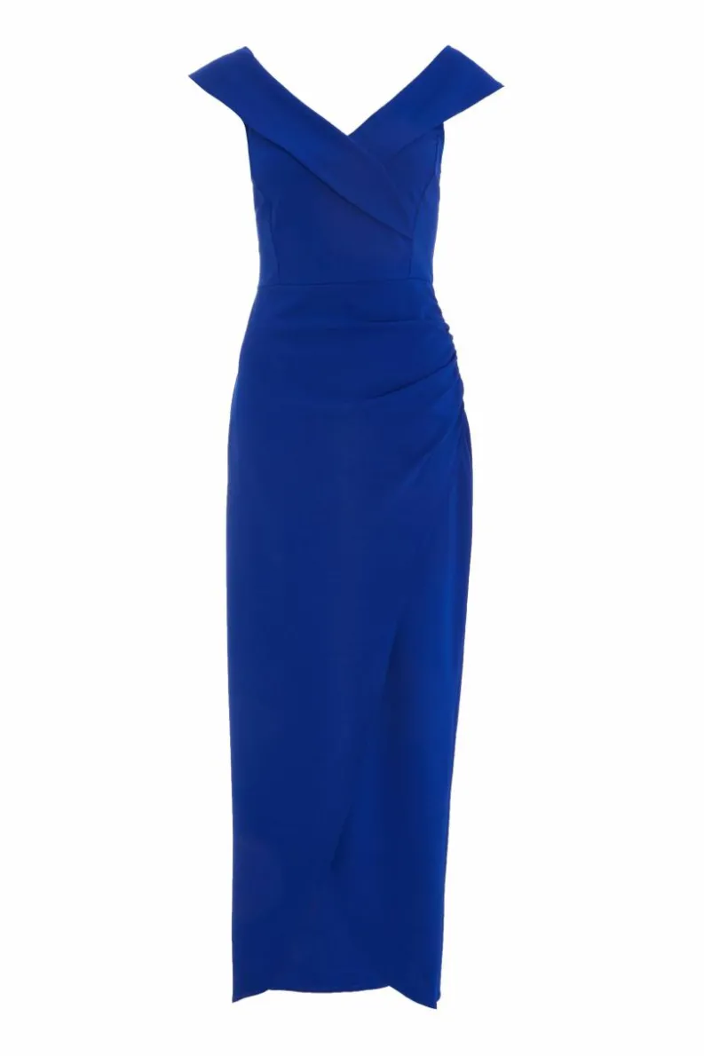 Wrap Dresses*Quiz Bardot Wrap Maxi Dress Royal