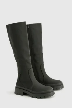 Over The Knee Boots|Knee High Boots*boohoo Rubber Knee High Boots black