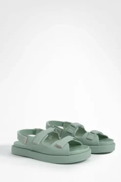 Sandals*boohoo Rubberised Pu Dad Sandals mint