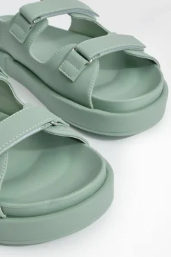 Sandals*boohoo Rubberised Pu Dad Sandals mint
