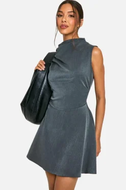 A Line Dresses*boohoo Ruched A Line Mini Dress grey