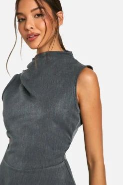 A Line Dresses*boohoo Ruched A Line Mini Dress grey