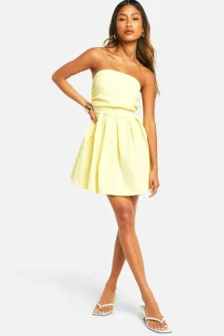 Smock Dresses*boohoo Ruched Bandeau Mini Dress lemon