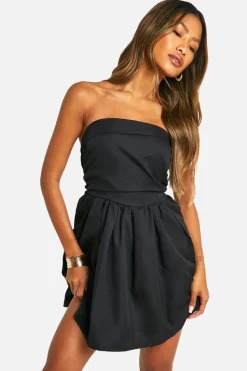 Smock Dresses*boohoo Ruched Bandeau Mini Dress black