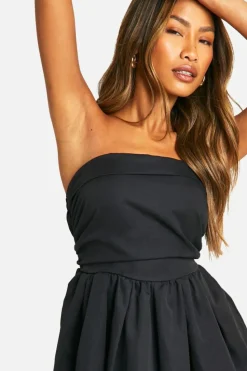 Smock Dresses*boohoo Ruched Bandeau Mini Dress black