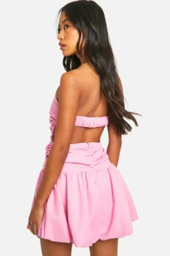 Smock Dresses*boohoo Ruched Bandeau Open Back Mini Dress pink