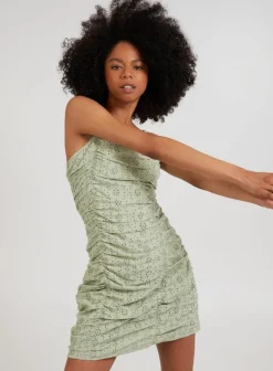 Cami Dresses*Pink Vanilla Ruched Broderie Cami Mini Dress Green
