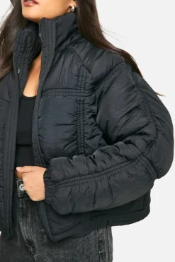 Up To 80% Off Winter Warmers|Puffer Jackets*boohoo Ruched Detail Puffer Jacket black