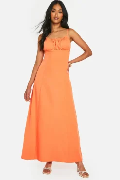 Smock Dresses*boohoo Ruched Maxi Dress orange