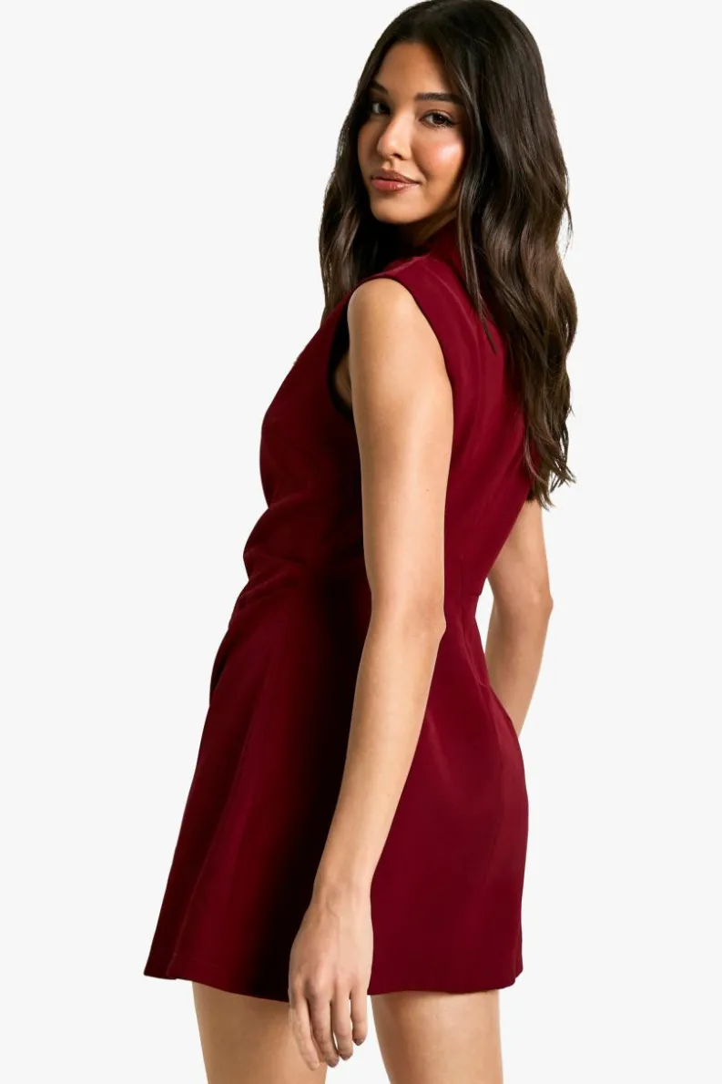A Line Dresses|Mini Dresses*boohoo Ruched Tailored A-Line Dress berry