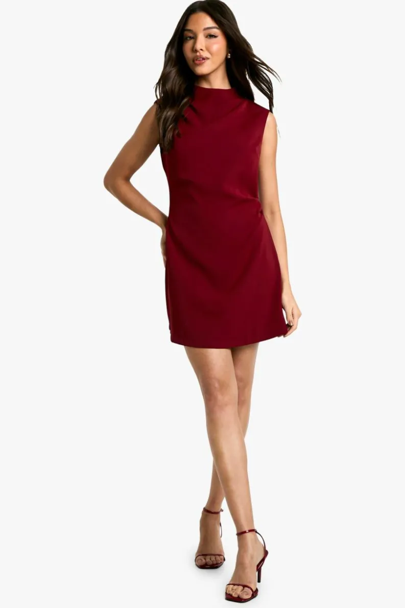 A Line Dresses|Mini Dresses*boohoo Ruched Tailored A-Line Dress berry