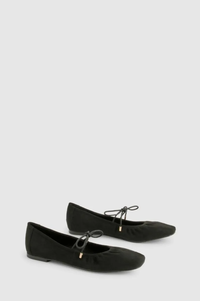 Ballet Flats|Flats*boohoo Ruched Tie Ballet Flats black