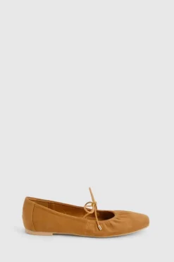 Ballet Flats|Flats*boohoo Ruched Tie Ballet Flats tan