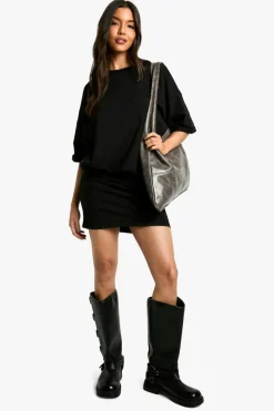 T-Shirt Dresses|Shirt Dresses*boohoo Ruched T-shirt Mini Dress black