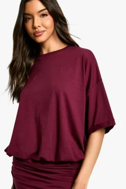 T-Shirt Dresses|Shirt Dresses*boohoo Ruched T-shirt Mini Dress merlot