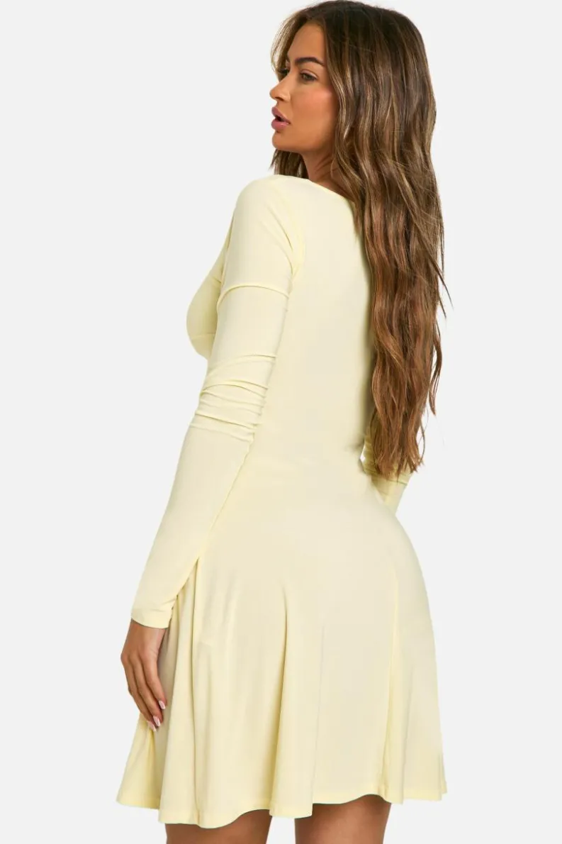 A Line Dresses|Skater Dresses*boohoo Ruched Twist Detail A Line Mini Dress butter
