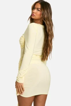 Bodycon Dresses|Mini Dresses*boohoo Ruched Twist Detail Mini Dress butter