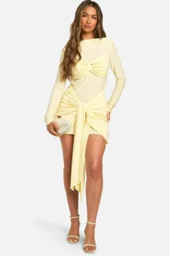 Bodycon Dresses|Mini Dresses*boohoo Ruched Twist Detail Mini Dress butter