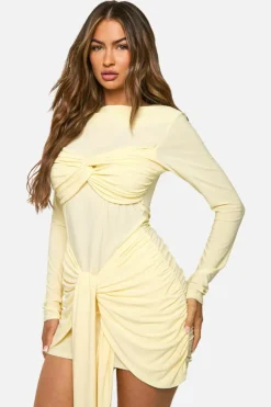 Bodycon Dresses|Mini Dresses*boohoo Ruched Twist Detail Mini Dress butter