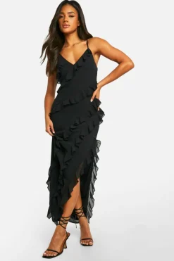 Maxi Dresses|Dresses*boohoo Ruffle Chiffon Maxi Dress black