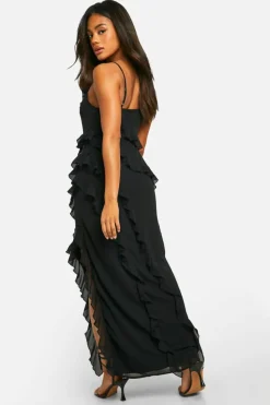 Maxi Dresses|Dresses*boohoo Ruffle Chiffon Maxi Dress black