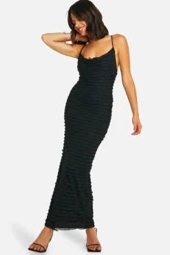 Cami Dresses*boohoo Ruffle Cowl Maxi Dress black