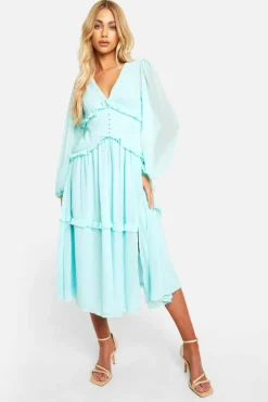 Smock Dresses*boohoo Ruffle Smock Dress sage