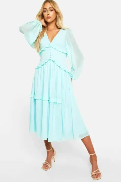 Smock Dresses*boohoo Ruffle Smock Dress sage